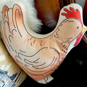 Charming Rooster Pillow - Brown and Red